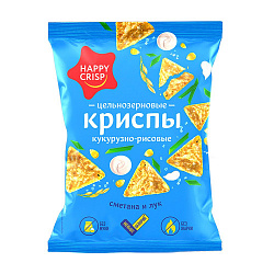 Криспы кукурузно-рисовые «HAPPY CRISP» сметана и лук 50 гр.