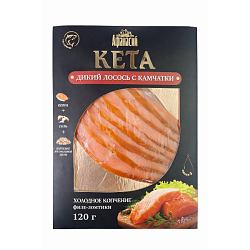 Ломтики кеты холодного копчения в вакууме 120 гр. 