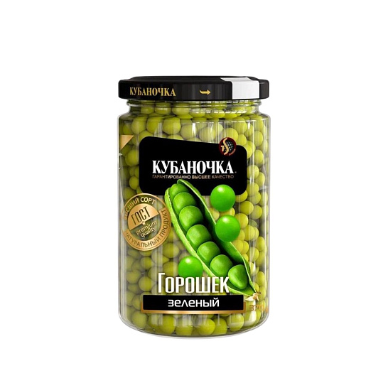 Горошек зелёный 370 гр. от производителя «Кубаночка»