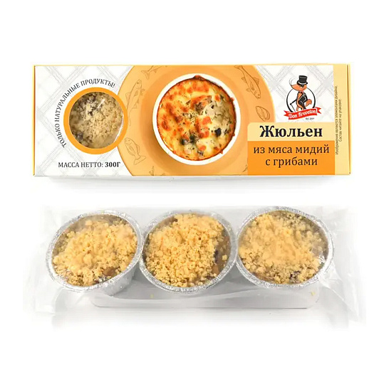 Жюльен из мяса мидий с грибами с/м 0,3 кг