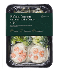 Рыбные биточки с креветкой в белом соусе 350 гр