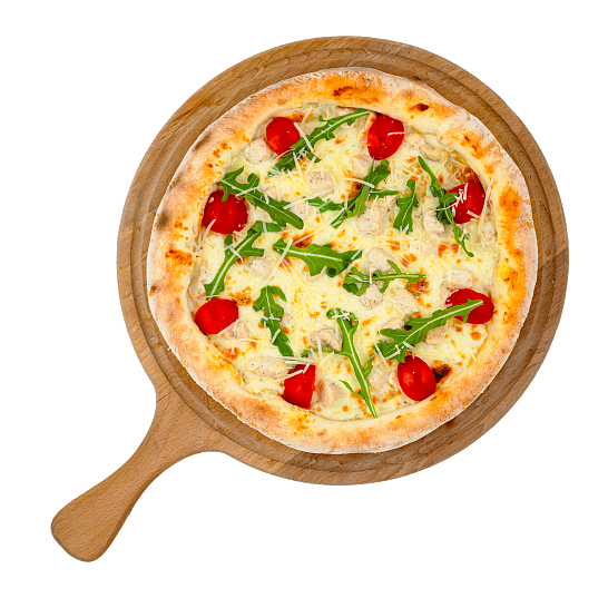 Пицца на тонком тесте «Цезарь» с курицей