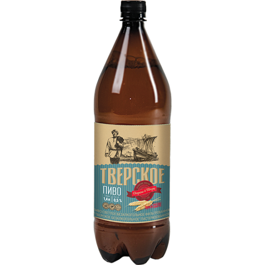Пиво светлое фильтрованное б/а «Тверское» 1,4 л.