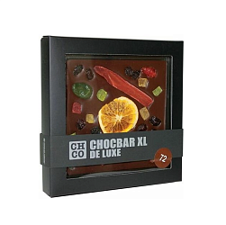 Тёмный шоколад CHOCBAR XL DE LUXE DARK 72% фрукты, 250 гр